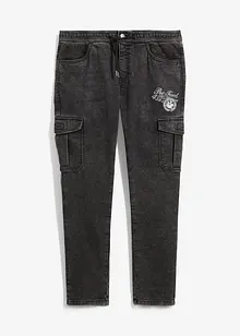 Regular Fit Cargo Jeans i dra på-modell, Tapered, bonprix