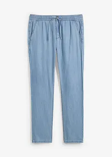 Tunna dra-på jeans med lin, Straight Regular Fit, bonprix