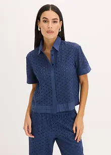 Blus med hålbroderi, bonprix