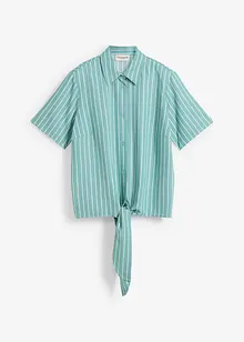 Kortärmad blus med rändder och knutdetalj, bonprix