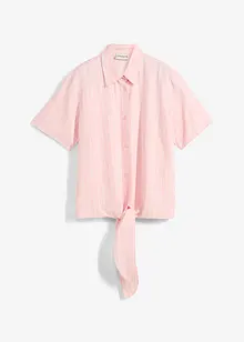 Kortärmad blus med rändder och knutdetalj, bonprix