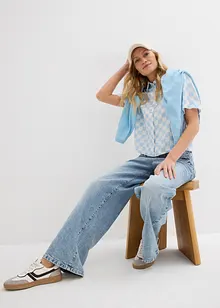 Kortärmad blus, rutig, bonprix