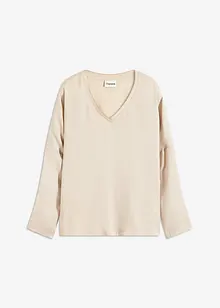 Topp med fladdermusärmar och satininfällning, bonprix