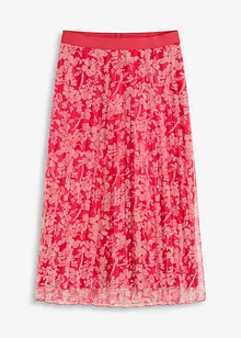 Plisserad kjol i jersey och mesh, bonprix