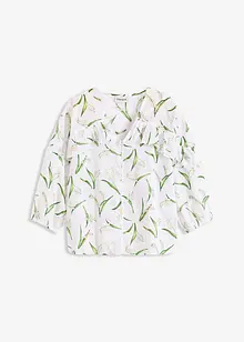 Mönstrad blus med volanger, bonprix