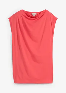 Topp i mjuk materialmix med lätt draperad ringning, bonprix