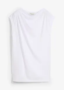 Topp i mjuk materialmix med lätt draperad ringning, bonprix
