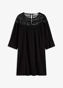 Jerseyklänning med virkad spets, bonprix