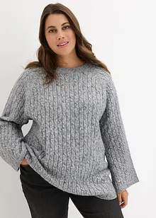 Oversizetröja med flätstickning, bonprix
