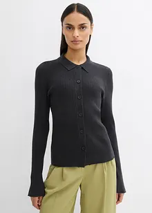 Finstickad kofta av viskosmix, bonprix