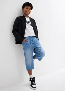Långa dra på-jeansbermudas för barn, Slim Fit, bonprix