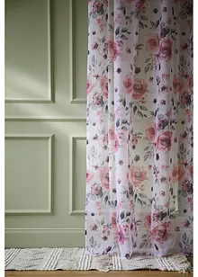 Gardin i återvunnen polyester med blommönster (1-pack), bonprix