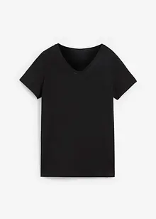 Sömlös T-shirt med V-ringning och ekologisk bomull, bonprix