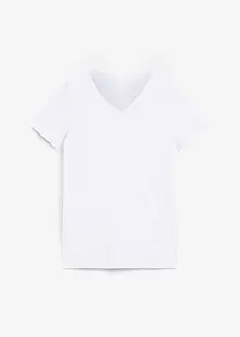 Sömlös T-shirt med V-ringning och ekologisk bomull, bonprix
