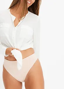 Stringtrosa i ett glansigt material med hög midja (2-pack), bonprix