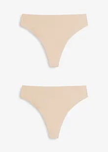 Stringtrosa i ett glansigt material med hög midja (2-pack), bonprix