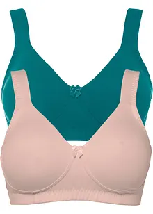 T-shirtbehå i minimizermodell utan bygel, med ekologisk bomull (2-pack), bonprix