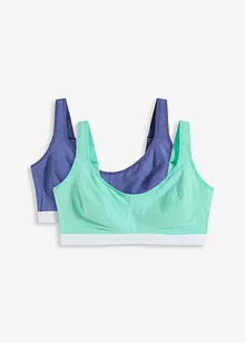 BH utan bygel med ekologisk bomull (2-pack), bonprix