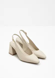 Slingbackpumps i skinn, bonprix