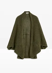 Hålmönstrad poncho med linneandel, bonprix