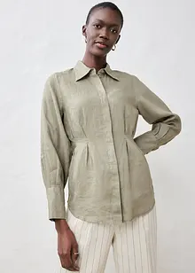 Insvängd blus i rent linne, bonprix