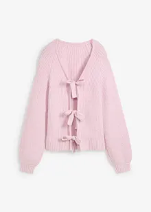 Grovstickad cardigan med knytband, bonprix