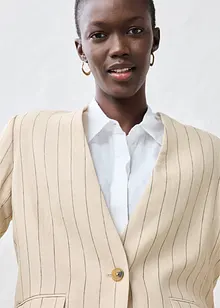 Kavaj utan krage i rent linne, bonprix