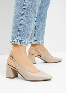 Slingbackpumps i skinn, bonprix