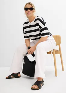 Wide Leg Jeans, Mid Waist, med knytskärp, bonprix