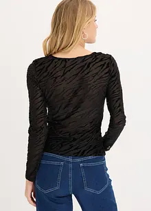 Långärmad lätt transparent topp, bonprix