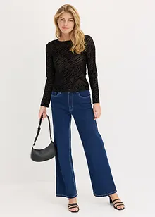 Långärmad lätt transparent topp, bonprix