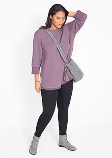 Lång sweatshirt i materialmix, bonprix