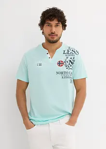 T-shirt med kort knappslå och korta ärmar, av bomull, bonprix