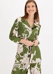 Blus av mönstrad satin, bonprix