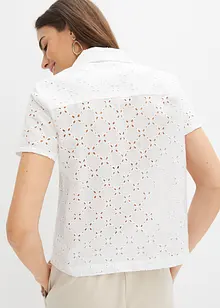 Moderiktig blus med hålbroderi, bonprix