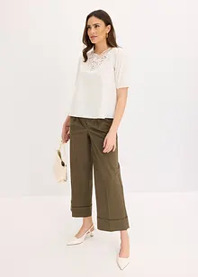 Kortärmad blus med spets, bonprix