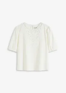 Kortärmad blus med spets, bonprix