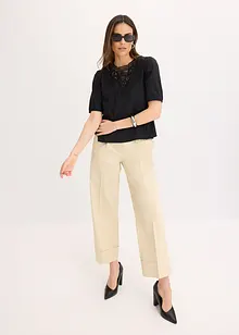 Kortärmad blus med spets, bonprix