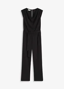 Jerseyjumpsuit med axelvaddar, bonprix