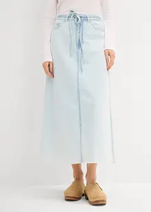 Mellanlång jeanskjol Mid Waist, Super Soft, bonprix