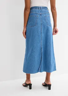Mellanlång jeanskjol Mid Waist, Super Soft, bonprix