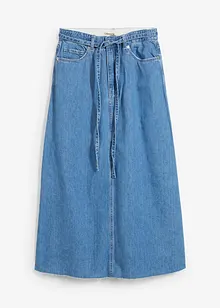 Mellanlång jeanskjol Mid Waist, Super Soft, bonprix