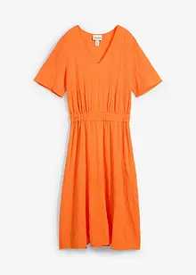 Mellanlång klänning i luftig bäckebölja, bonprix