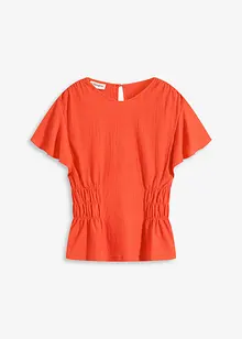 Topp med smock i kräppad jersey, bonprix
