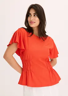 Topp med smock i kräppad jersey, bonprix