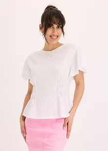 Topp med smock i kräppad jersey, bonprix
