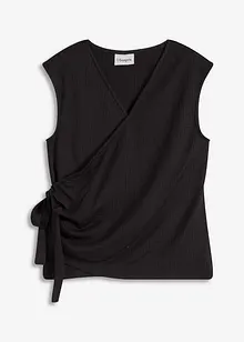 Jerseytopp av crêpe i omlottstil, bonprix