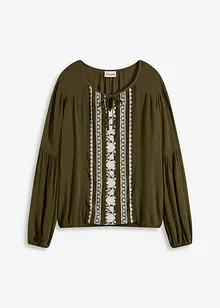 Blus med broderi, bonprix