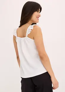 Kräppat jerseylinne med volanger på axelbanden, bonprix