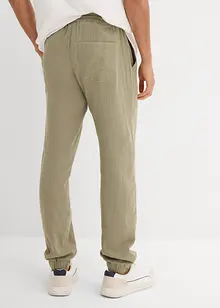 Vid dra på-byxa i muslin, regular fit, tapered, bonprix